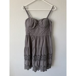 American Eagle Outfitters Gray Cotton Eyeless Sundress Strap(less) Women’s Sz 8